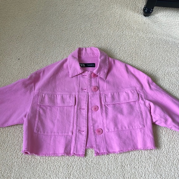 Zara Jackets & Coats Zara Pink Jean Jacket Poshmark